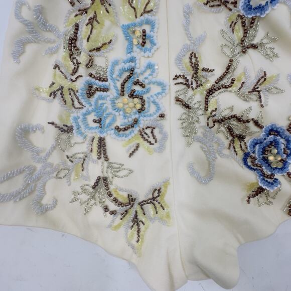 Mac Duggal Embellished Strapless Romper Size 2 Ivory Blue Beaded Floral Mini NWT - Picture 9 of 15